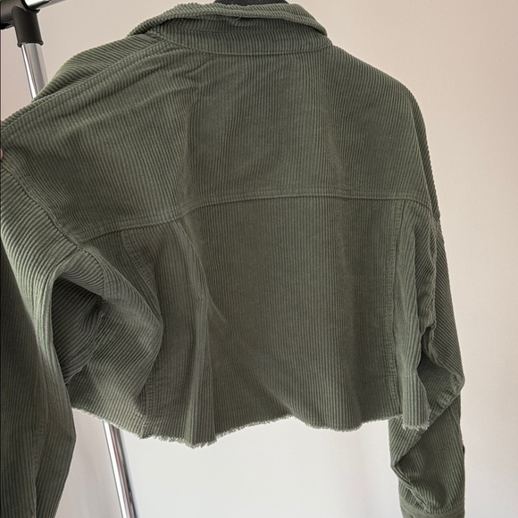 Forever 21 Sage Green Cropped Corduroy Jean Jacket - Picture 4 of 4